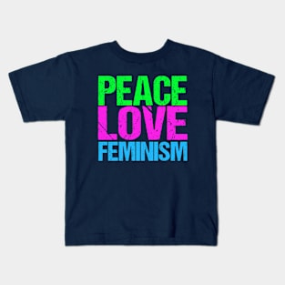 Peace Love Feminism Kids T-Shirt